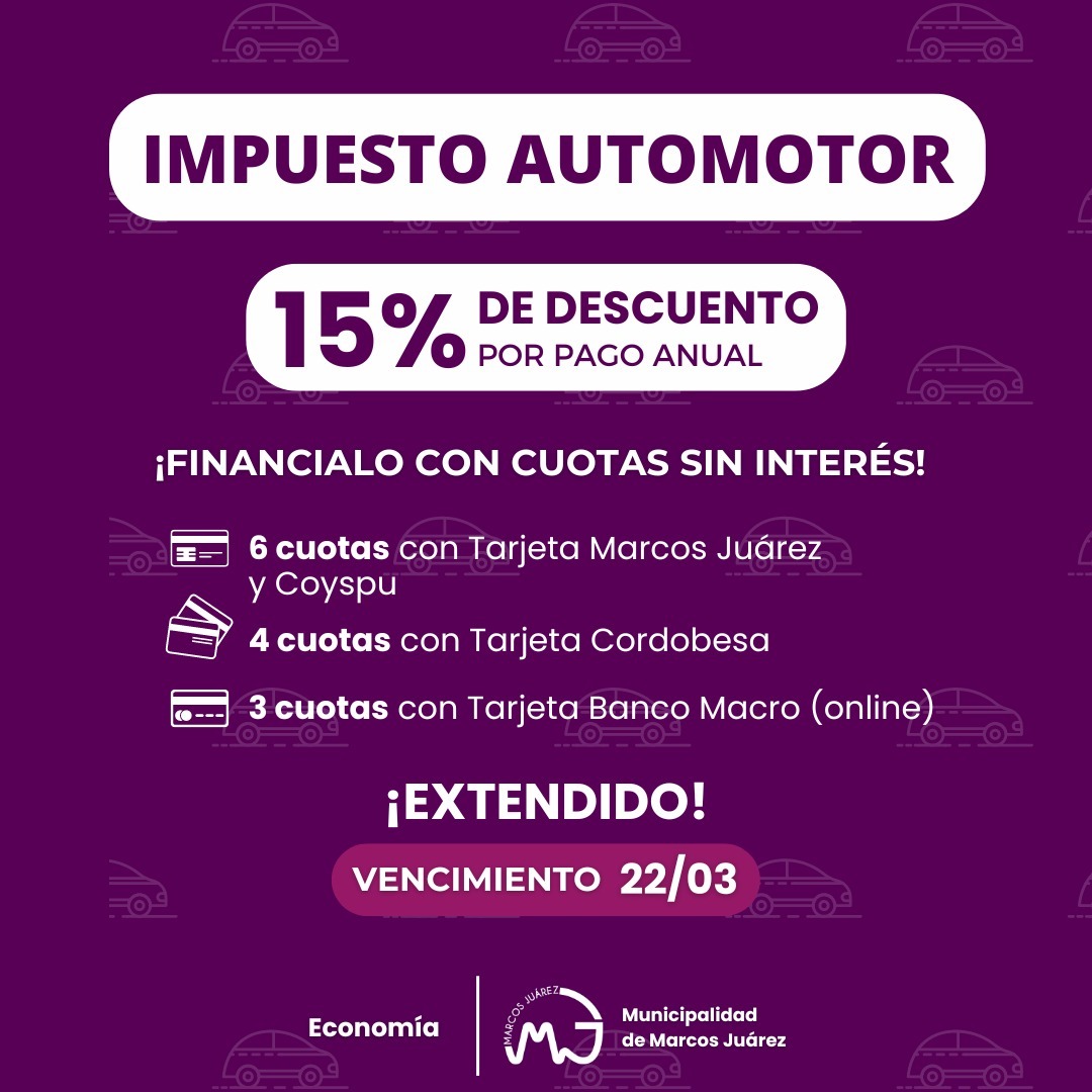 Extienden por una semana el plazo para obtener un descuento del 15% por pago total anual del impuesto automotor
