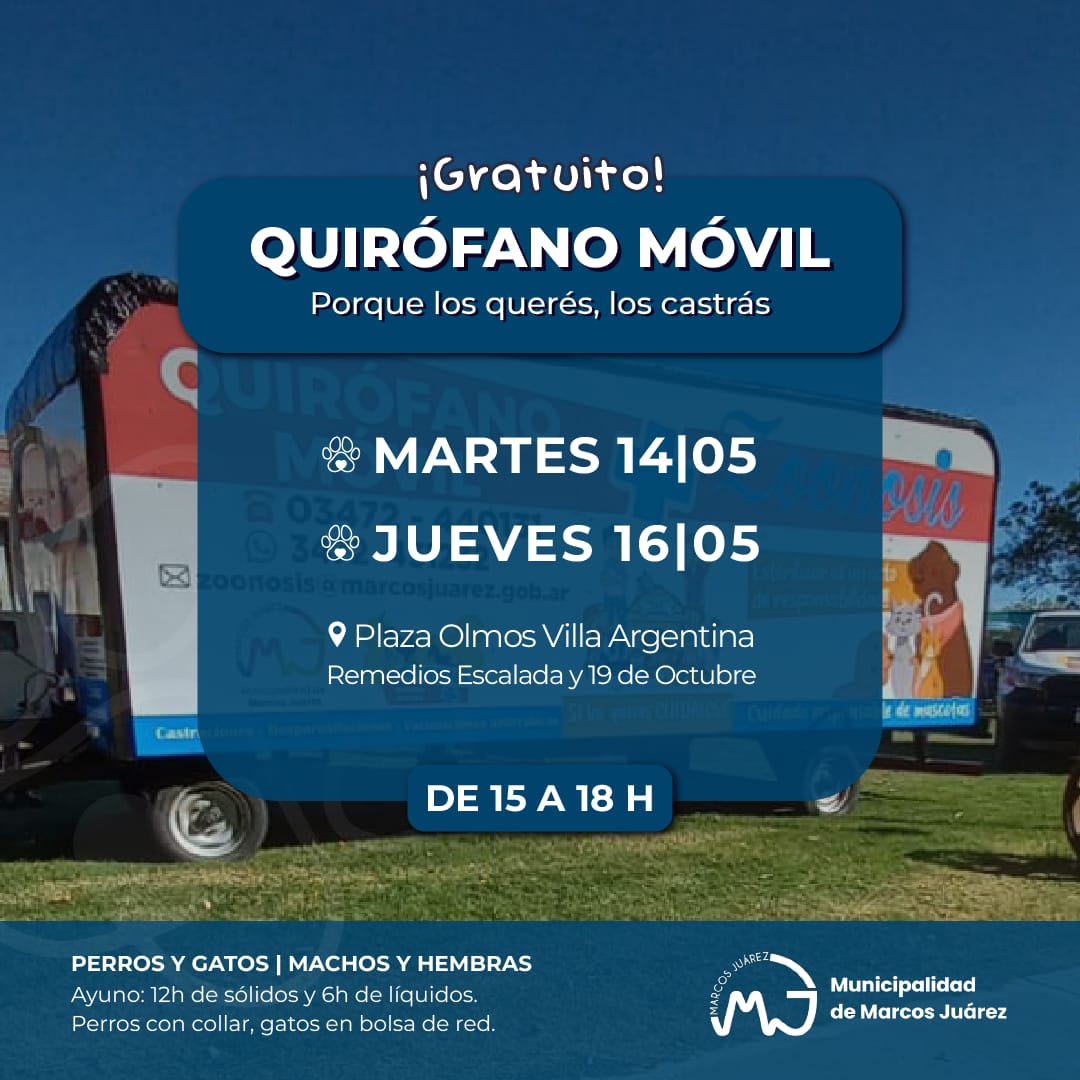 Nuevas fechas de mayo para el quirófano móvil gratuito