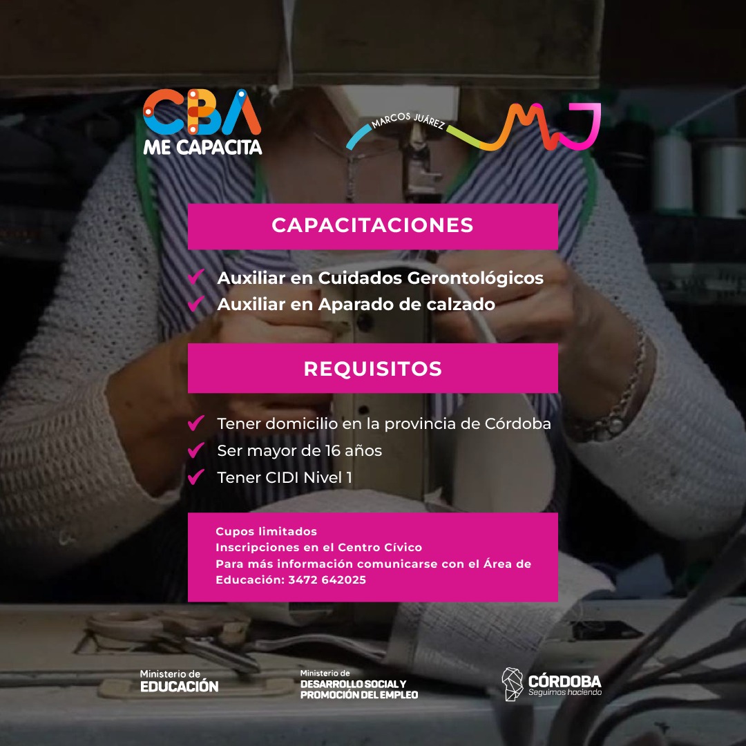 Nuevas capacitaciones: Auxiliar en Cuidados Gerontológicos y Auxiliar en Aparado de calzado