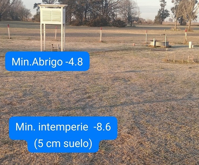 Un poco menos que ayer, hoy la mínima fue de -8,6° en Marcos Juárez
