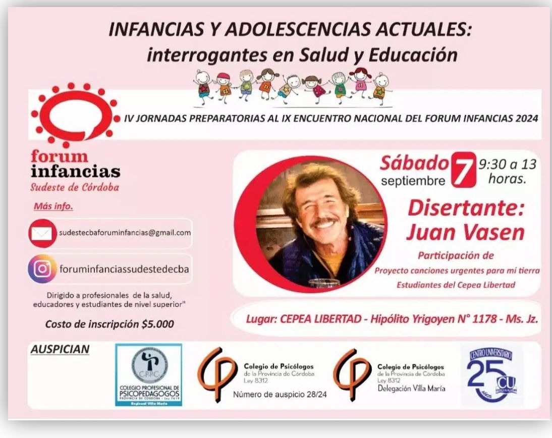 Juan Vasen disertará en Marcos Juárez