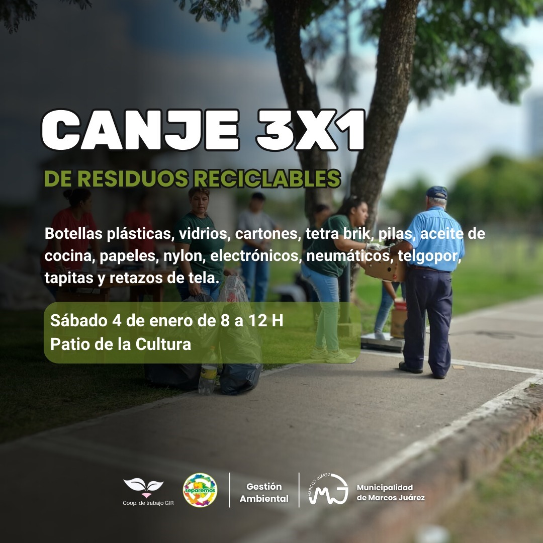 Canje 3x1 de Residuos Reciclables en el Patio de la Cultura