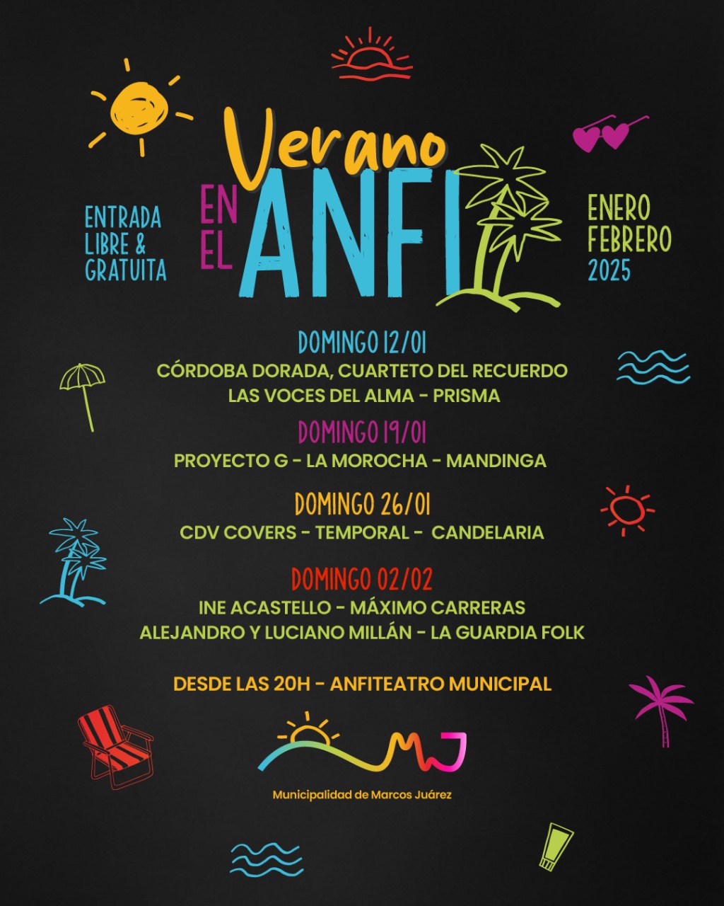 “Verano en el Anfi 2025”: Conciertos Gratuitos en el Anfiteatro Municipal