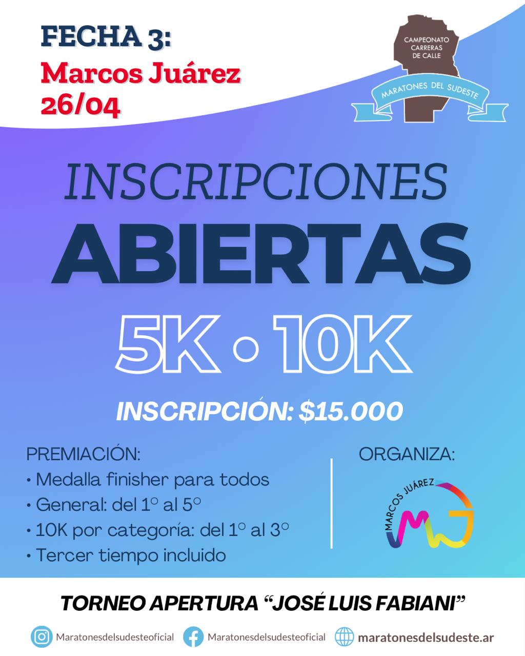 Marcos Juárez se prepara para la 3° fecha de las Maratones del Sudeste en su edición nocturna