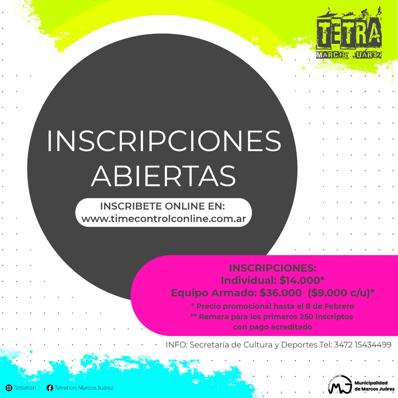 Abiertas las inscripciones para el Tetratlón 2024 en Marcos Juárez