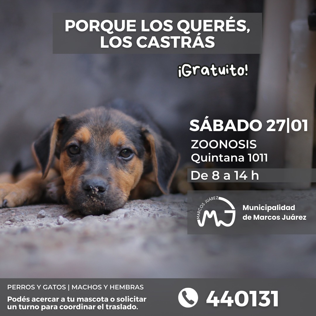 Próxima jornada de castración sábado 27 de enero 2024