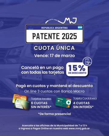 Vencimiento de la Patente 2025: Descuentos y facilidades de pago