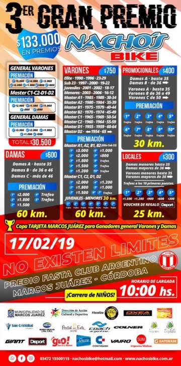 Marcos Juárez: este domingo 3º Gran Premio Nachos Bike  


