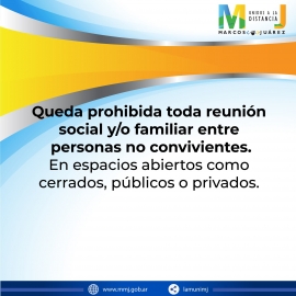 Quien asista a una reunión social quedará en cuarentena estricta por 15 días