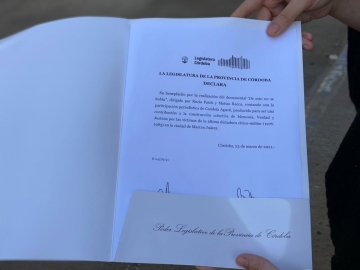 Legislatura de Córdoba entregó la declaración de interés cultural al documental “De esto no se habla”

