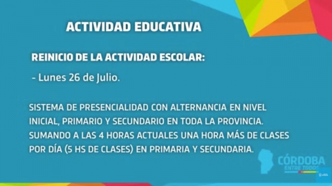 Se extienden los horarios y aperturas a partir del 9 de julio hasta el 01 de agosto