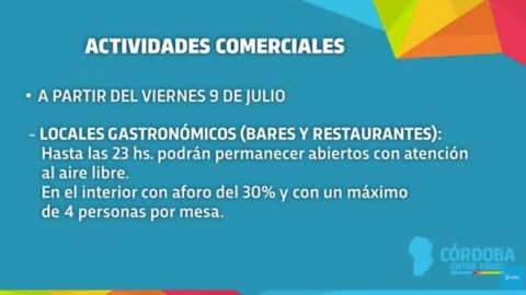 Se extienden los horarios y aperturas a partir del 9 de julio hasta el 01 de agosto