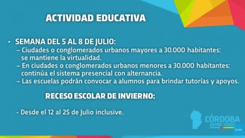 Se extienden los horarios y aperturas a partir del 9 de julio hasta el 01 de agosto