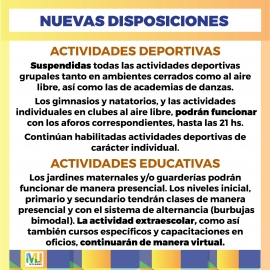 Disposiciones en Marcos Juárez desde el 9 de julio hasta el 01 de agosto