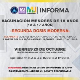 Cronograma de vacunación desde el sábado 23 al sábado 30 