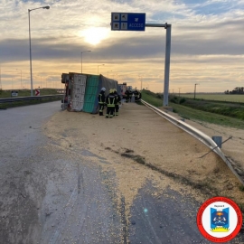 Vuelco de un camión con acoplado en Autopista 9 kilómetro 460