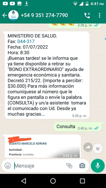Estafa por un supuesto bono extraordinario del Ministerio de Salud