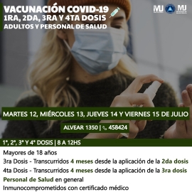 Calendario de vacunación de lunes 11 al viernes 15 de julio 