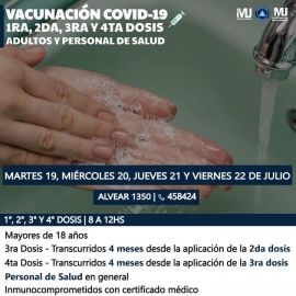 Vacunación de lunes 18 a viernes 22 de julio 