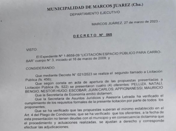 Segundo llamado a licitación para conceder los dos carribares 