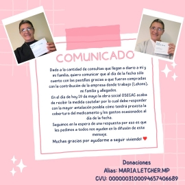 “Quiero seguir viviendo para disfrutar a mi familia, el cáncer no me va a vencer”, dijo María Letcher